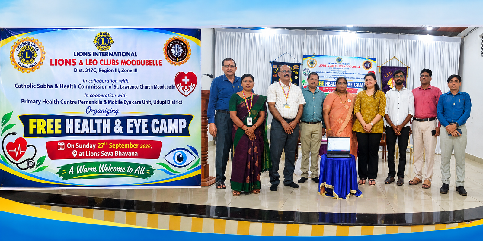 Free Health and Eye Check-up Camp Held at Lions Seva Bhavan, organized by Lions Club,Catholic Sabha&Health Commission St Lawrence church Moodubelle.Moodubelle
