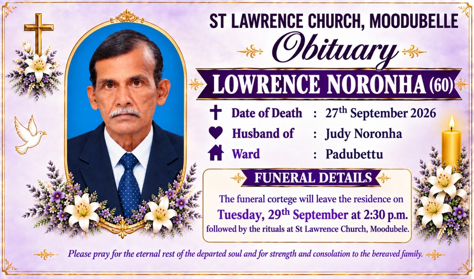 Lawrence Noronha (60 Yrs)